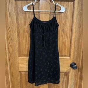Vintage 90s Rocket Candy Black Sheer Slip Dress Grunge Coquette Floral Mini. M